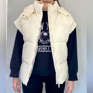 Ivory puffer boxy vest